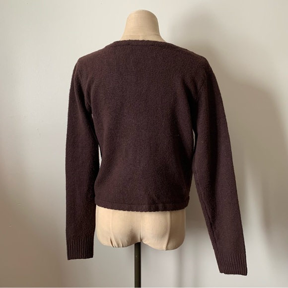 NWT Wild Skye Brown Embroidered Floral Bow-Tie Sweater Cardigan Eco Aesthetic - Picture 4 of 4